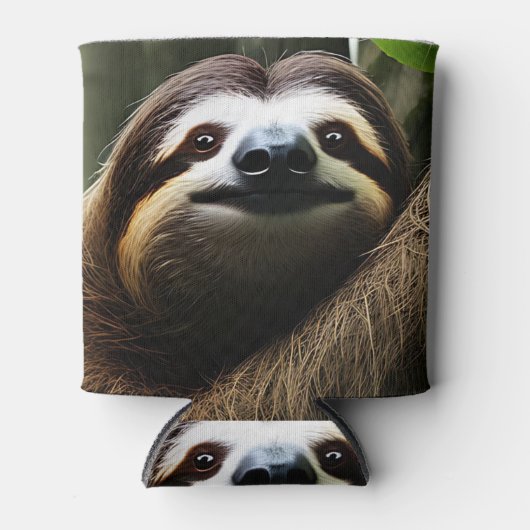 Bruin Fuzzy Sloth, Koelbox Blikjeskoeler (Voorkant)