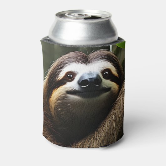 Bruin Fuzzy Sloth, Koelbox Blikjeskoeler (Blikje Achterkant)