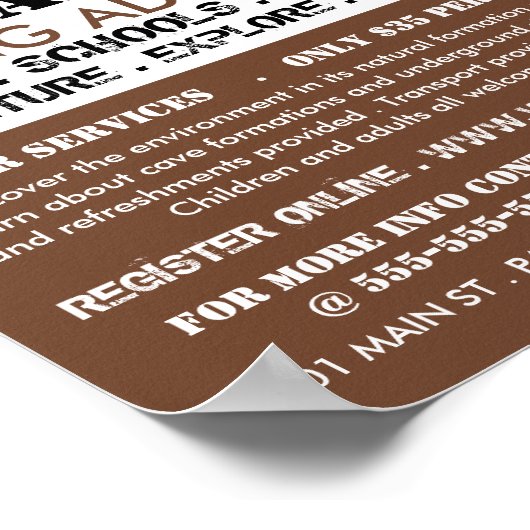 Bruin gebergte Logo, Caving Adventure Adverteren Poster (Hoek)