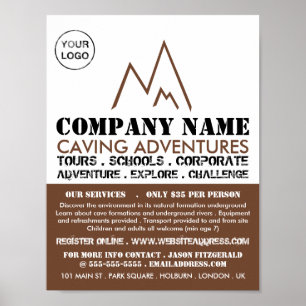 Bruin gebergte Logo, Caving Adventure Adverteren Poster
