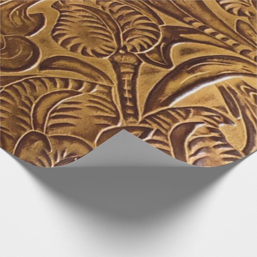 Bruin geboost kunstleder cadeaupapier (Hoek)