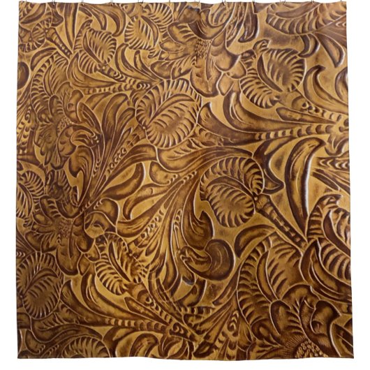 Bruin geboost kunstleder douchegordijn (Voorkant)