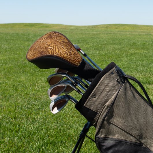 Bruin geboost kunstleder golfheadcover (Insitu)