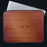 Bruin geborsteld metaal Patroon- Monogram Laptop Sleeve<br><div class="desc">Bruine tones hebben een metaal geborsteld met een aangepast monogram. Pas dit aan uw eigen naam of tekst. Beschikbaar op andere producten en kan worden aangevraagd voor elk van de bij Zazzle aangeboden producten</div>