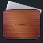 Bruin geborsteld metaal Patroon- Monogram Laptop Sleeve<br><div class="desc">Bruine tones hebben een metaal geborsteld met een aangepast monogram. Pas dit aan uw eigen naam of tekst. Beschikbaar op andere producten en kan worden aangevraagd voor elk van de bij Zazzle aangeboden producten</div>