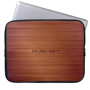 Bruin geborsteld metaal Patroon- Monogram Laptop Sleeve