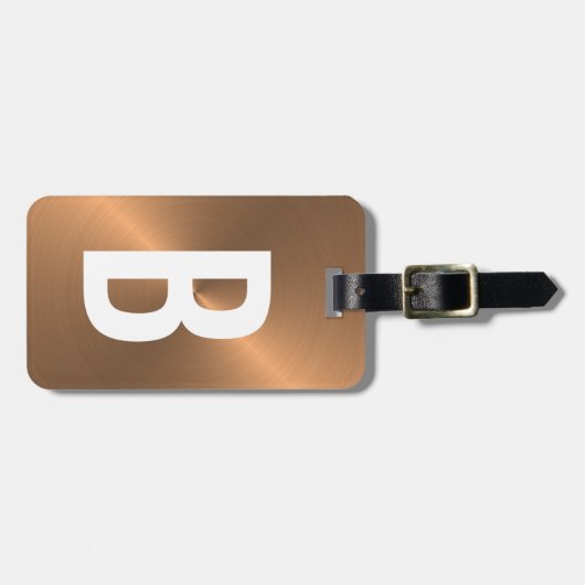 Bruin geborsteld metallisch monogram Initiaal Bagagelabel (Voorkant horizontaal)