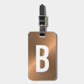 Bruin geborsteld metallisch monogram Initiaal Bagagelabel (Voorkant verticaal)