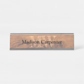  bruin gebrand hout Carpenter Monogram Bureau Naambordje (Voorkant)