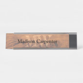  bruin gebrand hout Carpenter Monogram Bureau Naambordje (Voorkant)