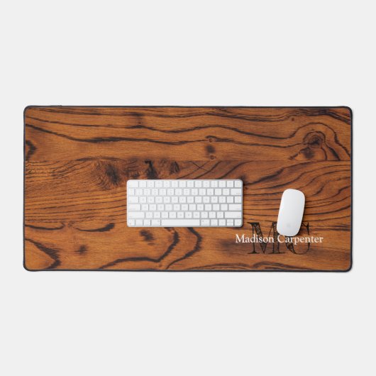  bruin gebrand hout Carpenter Monogram Bureaumat (Keyboard & Muis)