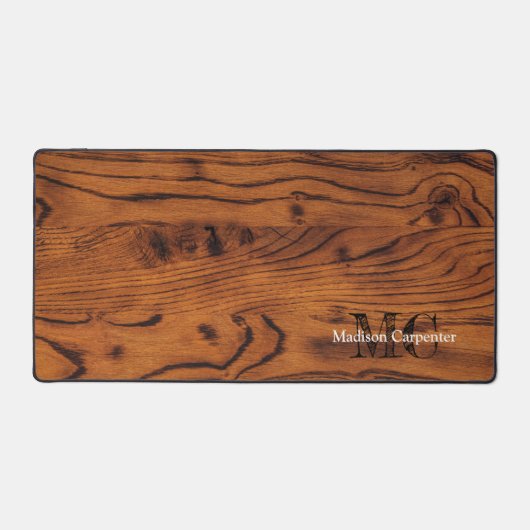  bruin gebrand hout Carpenter Monogram Bureaumat (Voorkant)
