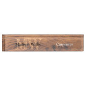  bruin gebrand hout Carpenter Monogram Naambordje (Voorkant)