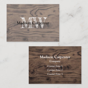 bruin gebrand hout Carpenter Monogram Visitekaartje