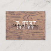  bruin gebrand hout Carpenter Monogram Visitekaartje (Voorkant)
