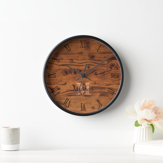  bruin gebrand hout Monogram roman num (Huis)