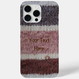 bruin gebreide strepen,  stijlvol ontwerp iPhone 15 pro max hoesje