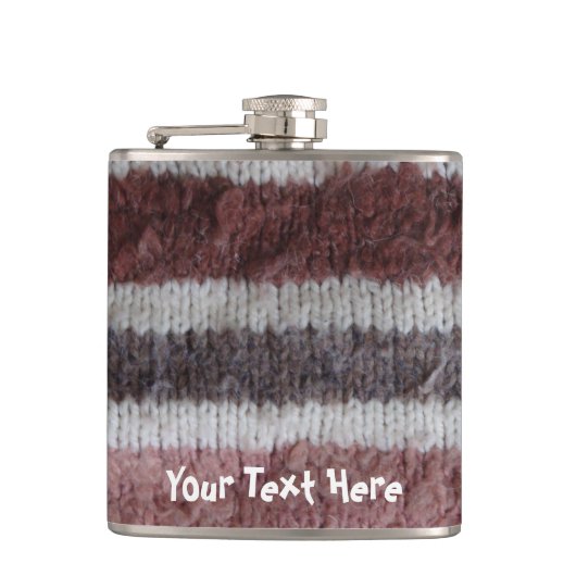 bruin gebreide strepen,  stijlvol ontwerp heupfles (Voorkant)