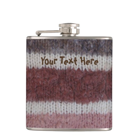 bruin gebreide strepen,  stijlvol ontwerp heupfles (Voorkant)