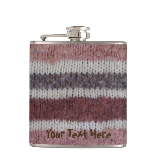 bruin gebreide strepen,  stijlvol ontwerp heupfles (Voorkant)