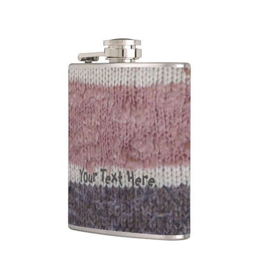 bruin gebreide strepen,  stijlvol ontwerp heupfles (Links)