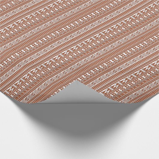 Bruin gebrick Geometric Aztec Tribal Print Patroon Cadeaupapier (Hoek)