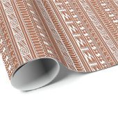 Bruin gebrick Geometric Aztec Tribal Print Patroon Cadeaupapier (Rol Hoek)