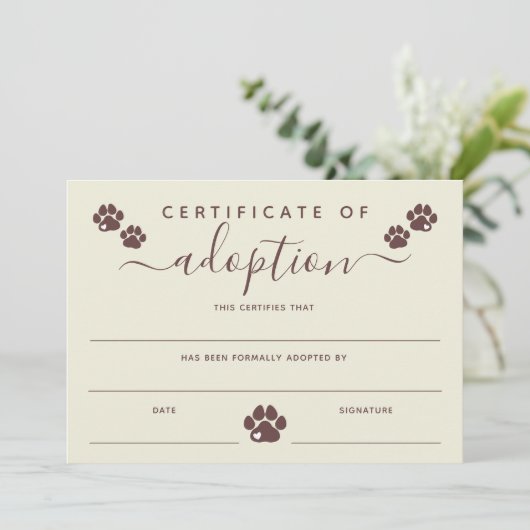 Bruin-gebroken-wit-verfafdrukcertificaat voor adop (Staand voorkant)