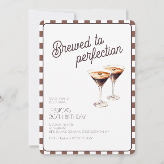 Bruin gebrouwen espresso martini 30ste verjaardags kaart (Voorkant)