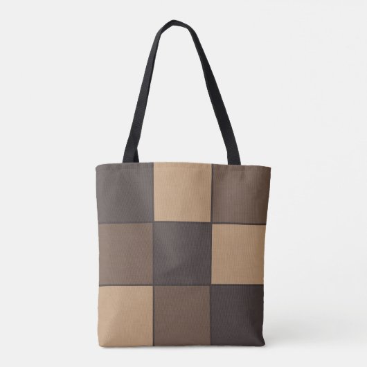 Bruin gecontroleerd tote bag (Achterkant)