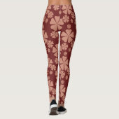 Bruin Gedempt Bloemen Abstract Patroon Leggings (Achterkant)