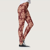 Bruin Gedempt Bloemen Abstract Patroon Leggings (Rechts)