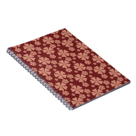 Bruin Gedempt Bloemen Abstract Patroon Notitieboek (Rechterzijde)