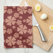 Bruin Gedempt Bloemen Abstract Patroon Theedoek (Quarter Fold)