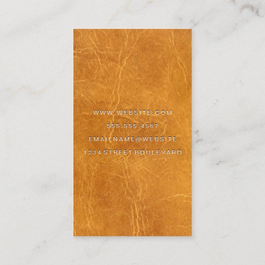 bruin gedragen leer visitekaartje (Achterkant)