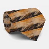 Bruin Geel Abstract Design Stropdas (Opgerold)