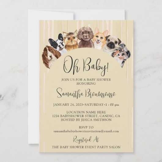 Bruin Geel Beige Oh Baby Honden Kaart (Voorkant)