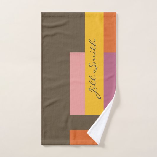 Bruin Geel Blok Modern Handdoek (Handdoek)