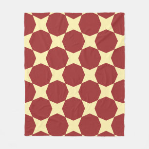 Bruin Geel Cirkel Hexagon Art-Deco Retro Patroon Fleece Deken