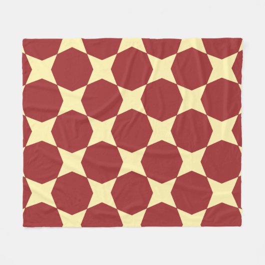 Bruin Geel Cirkel Hexagon Art-Deco Retro Patroon Fleece Deken (Voorkant (Horizontaal))