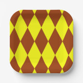 Bruin Geel Harlekijn Geruit Ontwerp Papieren Bordje (Voorkant)