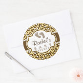 Bruin, geel Leopard Animal Print Baby shower Ronde Sticker (Envelop)