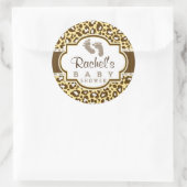 Bruin, geel Leopard Animal Print Baby shower Ronde Sticker (Tas)