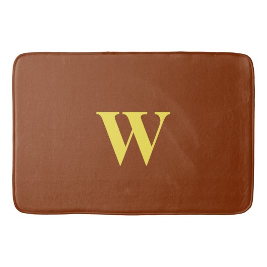 Bruin Geel Monogram Badmat (Voorkant)