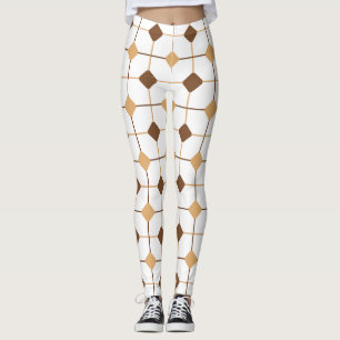 Bruin & Geel Naadloos Geometrisch Patroon Leggings
