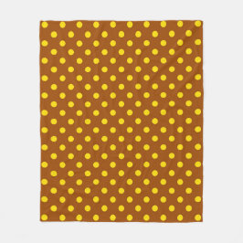 Bruin Geel Polka Dots Design Fleece Deken