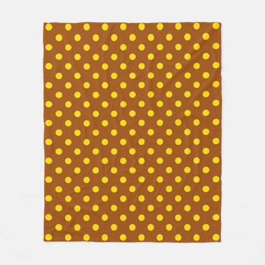 Bruin Geel Polka Dots Design Fleece Deken (Voorkant)