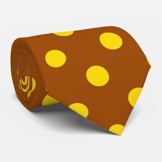 Bruin Geel Polka Dots Design Stropdas (Opgerold)