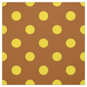 Bruin Geel Polka Dots Textiel Stof