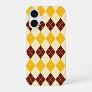 Bruin - Geel Schots Tartan-Patroon iPhone 16 Hoesje
